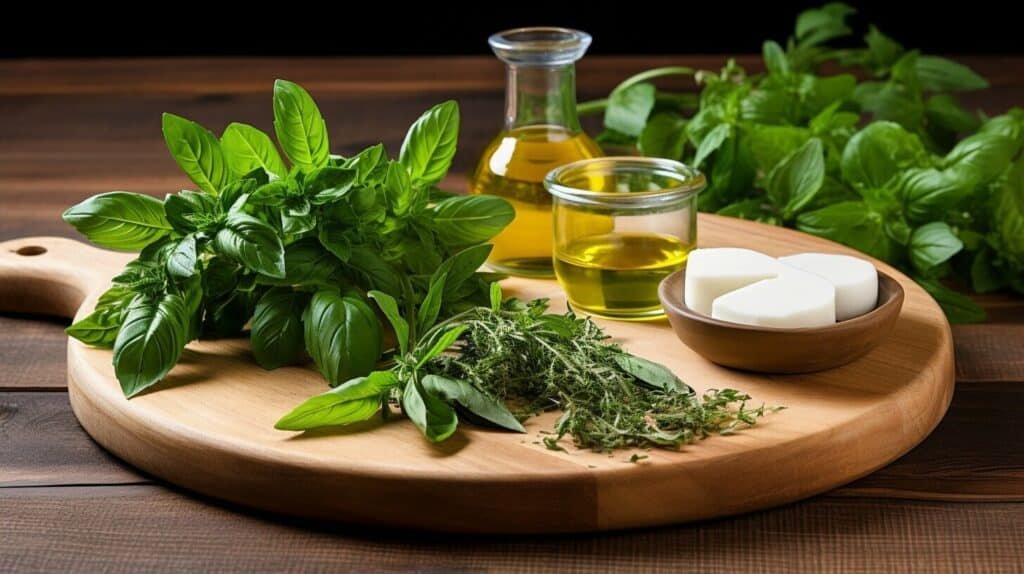 Herbs, oils, and vinegar