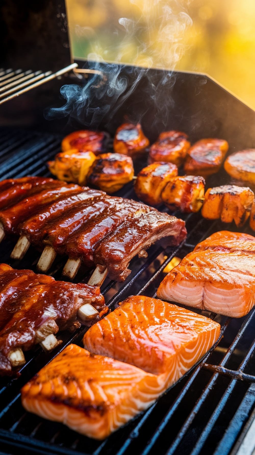 7 Types of Sauces Every Home Chef Should Master 6 A variety of BBQ sauces and marinades on a wooden table with grilled meats.