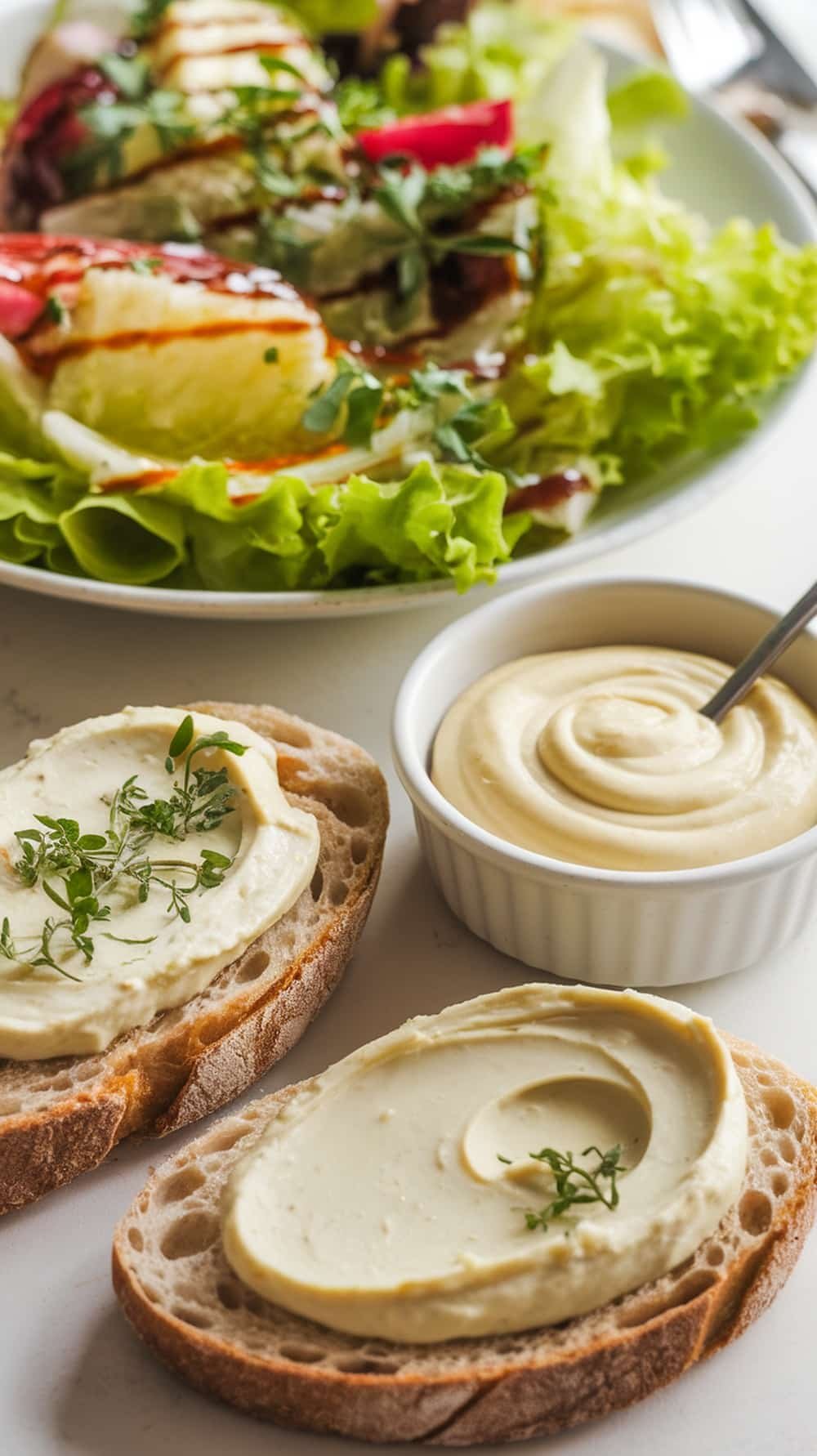 7 Types of Sauces Every Home Chef Should Master 3 Various emulsion sauces in elegant glass bowls on a wooden table.